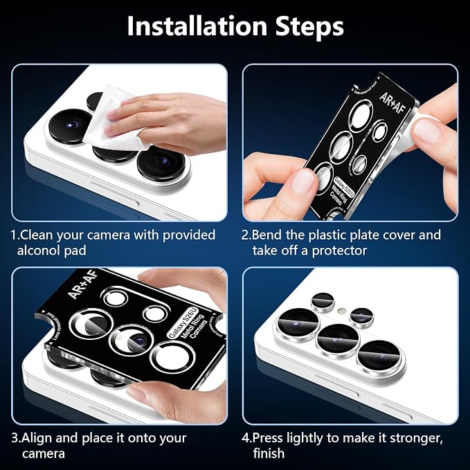 for Samsung Galaxy S26 Ultra Camera Lens Protector, Individual Metal Ring Tempered Glass Lens Cover, [Strong Adsorption] Scratch Resistant Ultra-Thin HD Clear Lens Cover, Titanium Silver Ring - Image 7