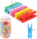 260 PCS Colorful Push Pin with Wooden Clips, Durable Wooden Push Pins, Decorative Pushpins Tacks Thumbtacks, Tacks for Cork Board Artworks Notes Photos, Craft Projects, Offices and Homes (7 Colors) by Joyberg