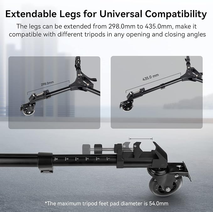 SmallRig Universal Photography Tripod Dolly, Heavy Duty with 3" Rubber Wheels, Adjustable Legs and Carry Bag, 33 lbs Capacity Tripod Wheels for Canon for Sony Cameras Camcorder Video Lighting- 3986 - Image 4
