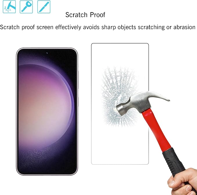Ailun Screen Protector + Camera Lens Protector for Galaxy S23, 3+3 Pack | 6.1 Inch, Tempered Glass, Fingerprint Unlock Compatible, 0.25mm, Ultra Clear, Anti-Scratch, Case Friendly - Image 3