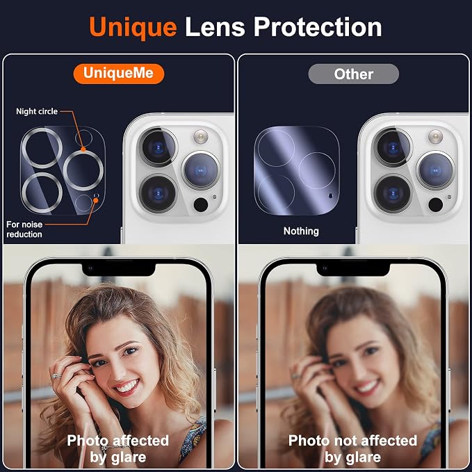 UniqueMe 3 Pack Lens Protector for iPhone 12 Pro/Pro Max 6.1/6.7"-Silver | Tempered Glass, Case Friendly, New version, Scratch-Resistant, Easy Installation - Image 5