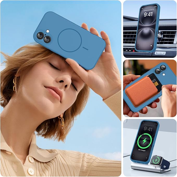 miracase Magnetic for iPhone 16 Plus Case, [Soft Anti-Scratch Microfiber Lining], Compatible with MagSafe, Liquid Silicone Shockproof Drop Protection Phone Case for 16 Plus,Capri Blue - Image 5