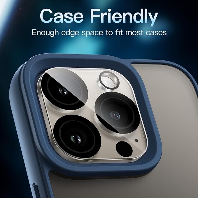 JETech Camera Lens Protector for iPhone 16 Pro/16 Pro Max, 3-Pack | 9H Tempered Glass, HD Clear, Anti-Scratch Protection, Night Shot Compatible, Case-Friendly - Image 6