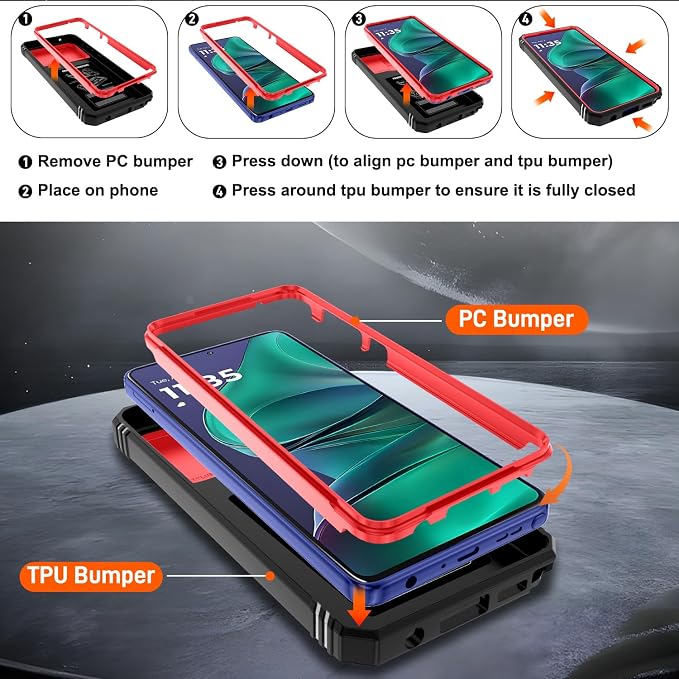 Gritup for Motorola Moto G Stylus 5G 2026 Case: G Stylus 5G 2025 Case with Screen Protector*2 [Magnetic Stand] [Slide Camera Cover] Shock Proof Military-Grade para G Stylus-5G-2025 Red+Black - Image 3