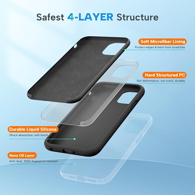 Miracase Silicone for iPhone 11 Phone Case, Black | Soft Anti-Scratch Microfiber Lining, Premium Silicone Cover Shockproof Drop Protection Phone Case for 11 - Image 4