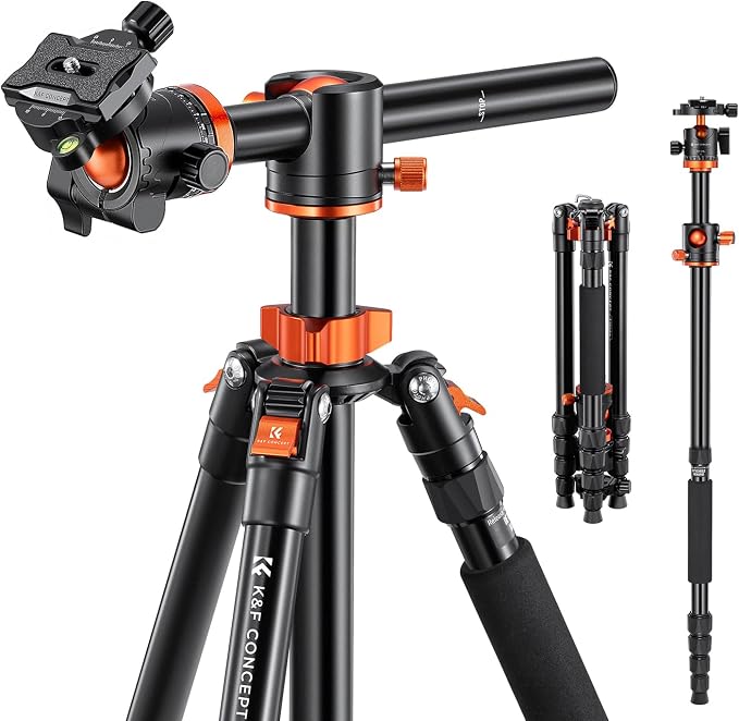 K&F Concept 67 inch Camera Tripod Horizontal Aluminum Tripods Portable Monopod with 360 Degree Ball Head Quick Release Plate for DSLR Cameras T255A4+BH-28L (TM2515T1) by KFCONCEPT