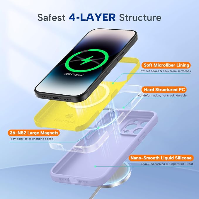 miracase Magnetic for iPhone 14 Pro Max Case, [Soft Anti-Scratch Microfiber Lining], Compatible with MagSafe, Silicone Shockproof Protection Phone Case for iPhone 14 Pro Max,Light Purple - Image 4
