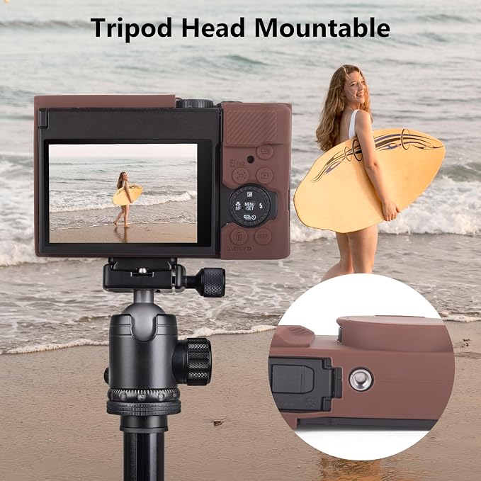 MUZIRI KINOKOO Silicone Sleeve Compatible for Panasonic Lumix ZS99 Camera - Soft Protective Cover for DC-ZS99/TZ99 Digital Camera with Removable Lens Cover - Anti-Slip & Anti-Scratch - Coffee - Image 6