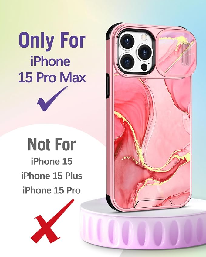 Buleens for iPhone 15 Pro Max Case 6.7 Inch - with Ring Stand & Camera Cover Aesthetic Cute Designed Women Girls Girly Kawaii Unique Pretty Phone Case for iPhone 15 Pro Max Compatible with Magsafe - Image 2