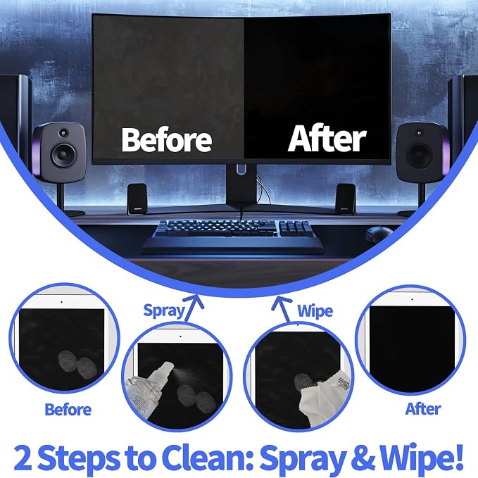 2 Pcs Car Screen Cleaner, Blue | Electronic Touch Screens Cleaning Kit, For LCD Display TV Laptop Computer Tablet PC Flat Screens - Image 4