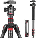 NEEWER 66"/168cm Carbon Fiber Camera Tripod with 360° Ball Head, N55C | Panorama, 1/4" Arca QR Plate, Portable Bag, Compact Travel Tripod Monopod for DSLR Video Camcorder, Max Load 26.5lb/12kg by Neewer