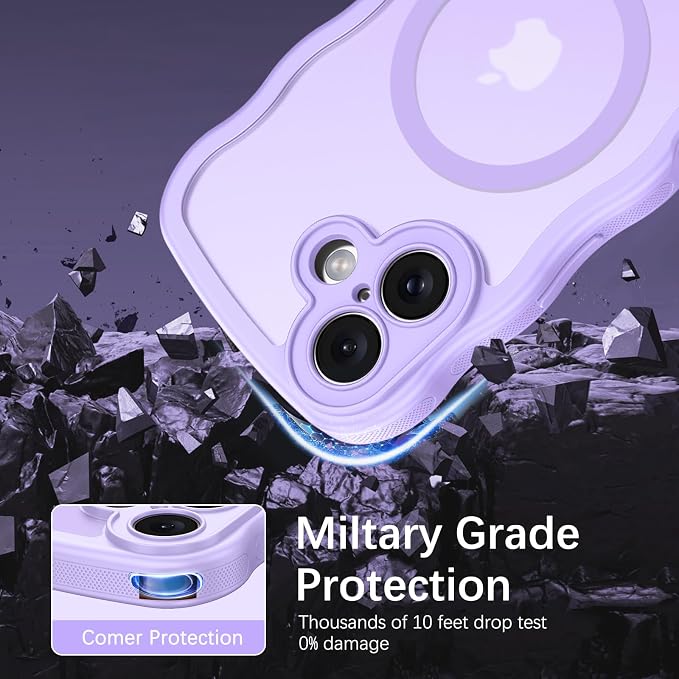 BENTOBEN Magnetic for iPhone 17 Case, Cute Wavy Full Camera Protection [Compatible with MagSafe] Translucent Matte Anti-Slip Bumper Women Girls Boys Protective Cover for 17 6.3", Light Purple - Image 2