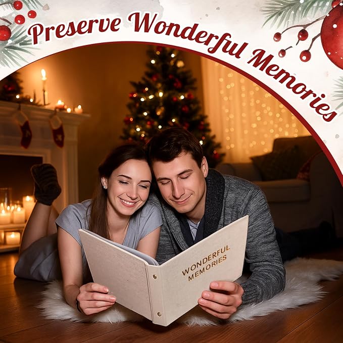 Spiareal Wonderful Memories Card Organizer Set Greeting Card Holder 6 x 8 Inches 100 Pages Stamping Binder Album Display Organization Storage for Memory Greeting Photo Gift - Image 3