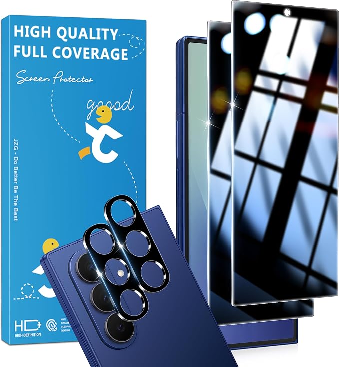 2+2 Pack for Galaxy Z Fold 7 / Z Fold 8 Ultra Privacy Screen Protector | with Camera Lens Protector, Anti Spy Tempered Glass, 9H Hardness, Anti-Scratch, HD Clear, Case Friendly by JavoYion