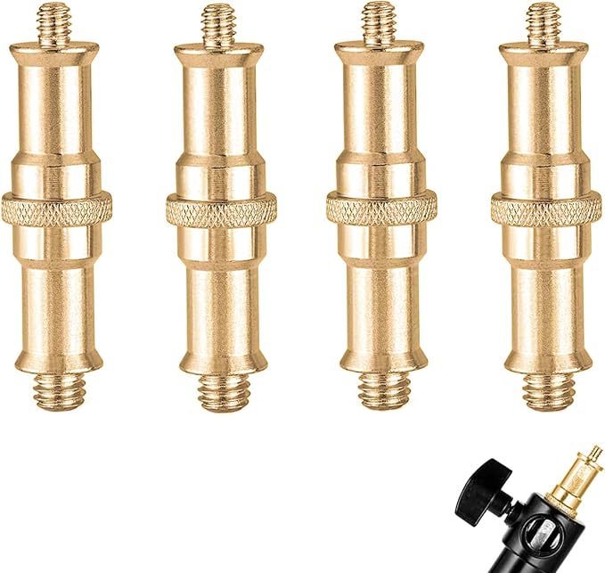 KuuGuu 4 PCS Standard 1/4 to 3/8 inch Metal Convertor Threaded Screw Tripod Adapter Spigot Stud for Flash Holder, Studio Light Stand, Ball Head (Copper) by KuuGuu