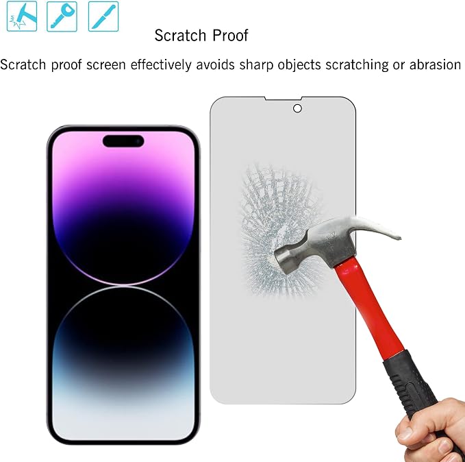 Ailun Privacy Screen Protector+Camera Lens Protector for iPhone 14 Pro Max | 2+2 Pack, 6.7 Inch, Anti Spy Private Tempered Glass Film, Case Friendly, HD - Image 5