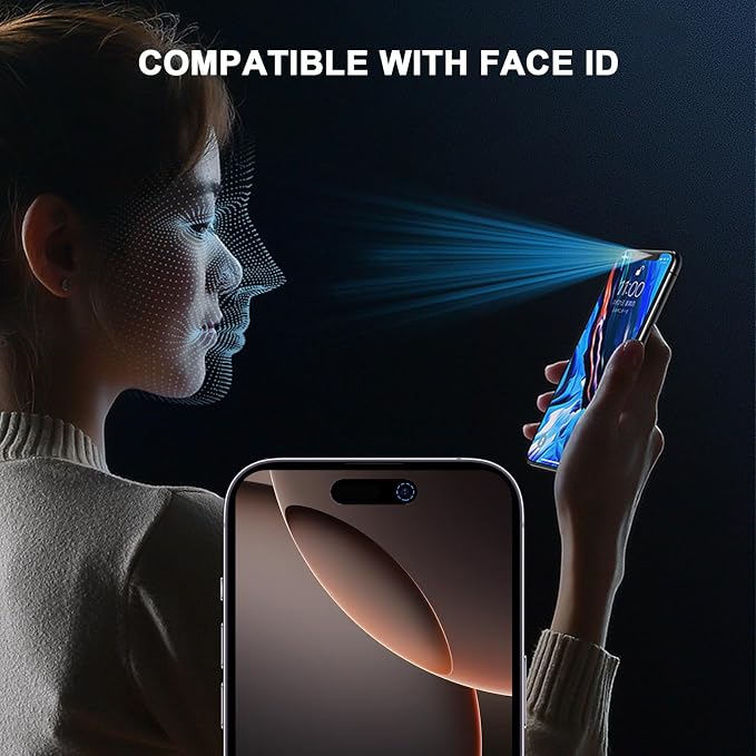 2+2 Pack Privacy Screen Protector for iPhone 16, 6.1 Inch | With Camera Lens Protector, Tempered Full Screen Glass Accessories, Anti-Spy, Bubble Free, Case Friendly - Image 4