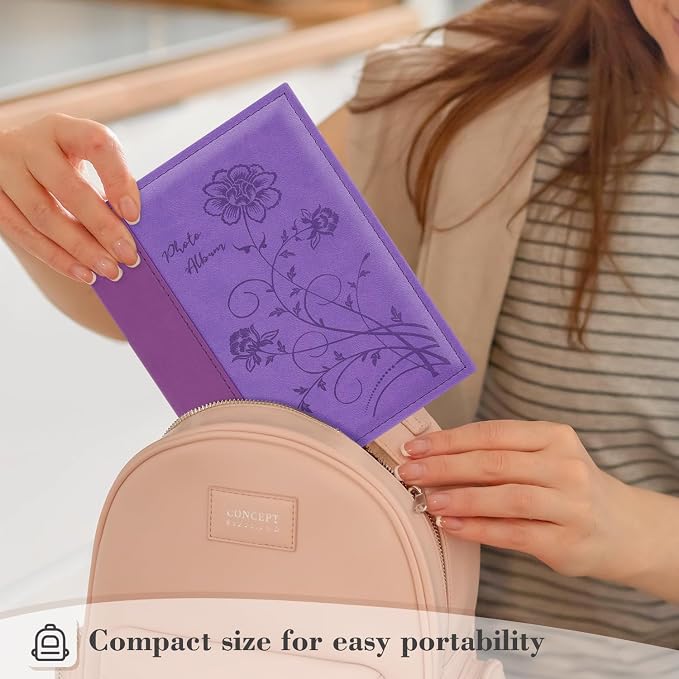 Artmag Photo Album 5x7 2 Packs Clear Pages Pockets Leather Cover Slip Slide in Photo Album Book Each Holds 100 Vertical 5x7 Photos Picture Book for Wedding Family (Purple) - Image 6