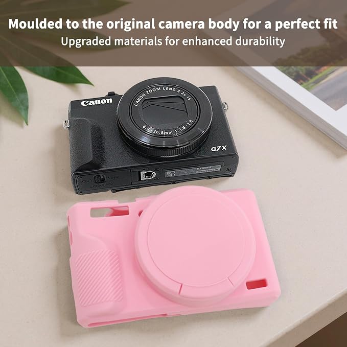 VOVMOEYA Camera Case for Canon Powershot G7 X Mark III with 2PCS Screen Protector,Full Pritection Soft G7X III Silicone Case Detachable Lens Cover Protective Cover for Canon G7XIII G7X3-Pink - Image 5