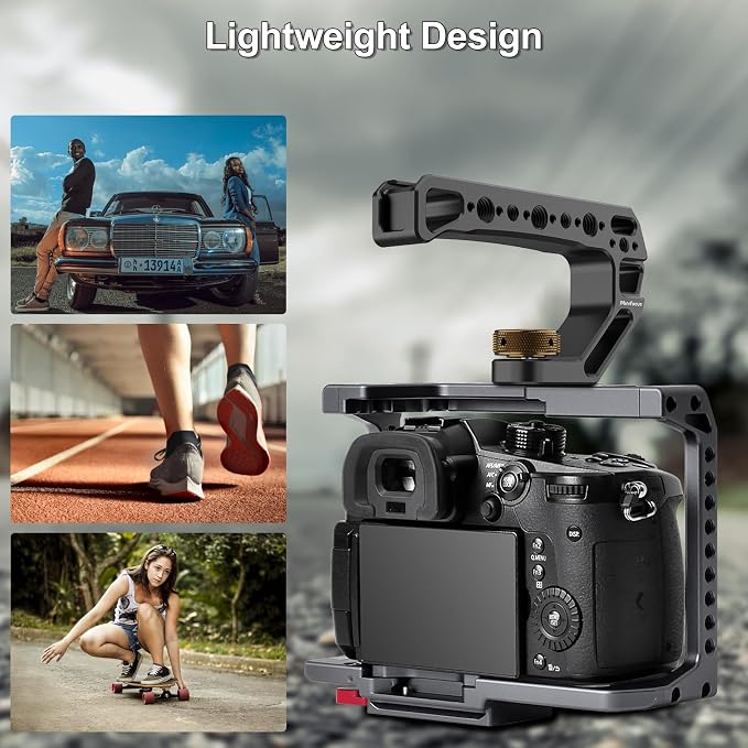 Top Handle with 3/8"-16 Locating Pins, Universal Camera Handgrip with 5 Cold Shoe Mount for Microphone, LED Light, Monitor, 1/4", 3/8" Threaded Holes with Locating Pins for ARRI Grip - Image 8