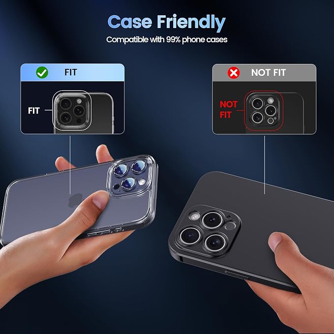 CACOE Metal Camera Lens Protector for iPhone 15 Pro/15 Pro Max | Tempered Glass Cover, Anti-Scratch, Drop-Proof, Strong Adhesion, Camera Screen Cover Accessories, Blue - Image 8