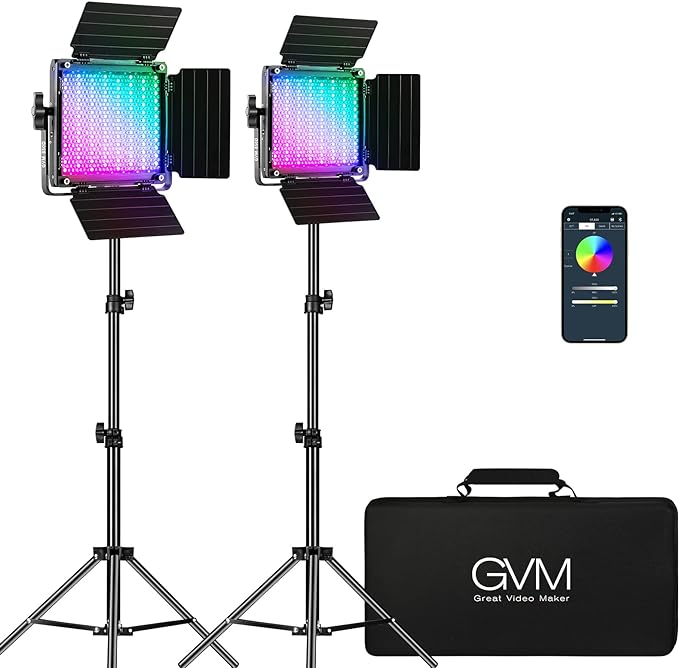 GVM RGB Video Lighting, Bi-Color Led Video Light Kit with APP Control, 2 Packs 850D Photography Lighting Kit CRI 97+ for Web Conference, YouTube, Gaming, Zoom, Aluminum Alloy Shell by GVMGreatVideoMaker