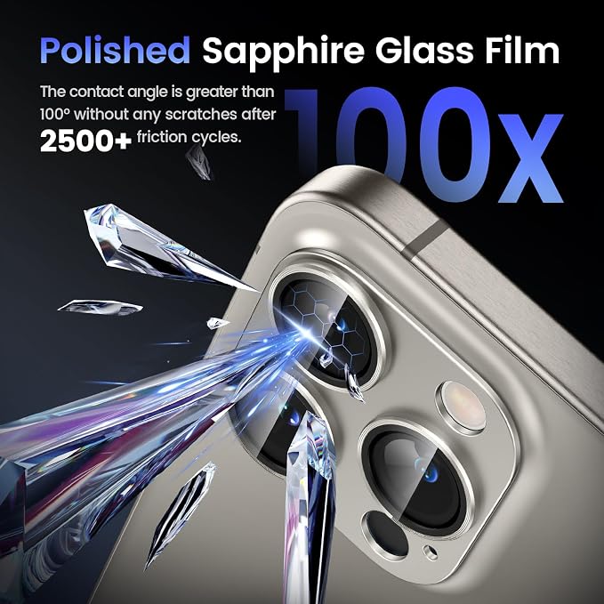 Tensea for iPhone 15 Pro Max/iPhone 15 Pro Camera Lens Protector | Metal Aluminum Alloy Tempered Glass Cover Camera Screen Protector Accessories, Case Friendly - Image 5