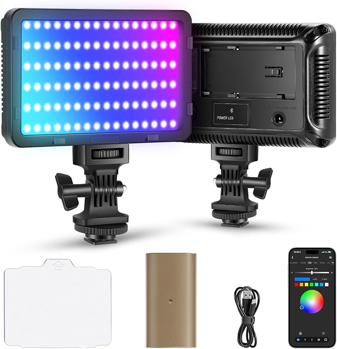 NEEWER RGB Video Light with 4000mAh NP-F750 Replacement Battery, APP Control 360° Full Color LED Camera Key Lighting CRI95+ Dimmable for Studio DSLR Camcorder Photography Recording Streaming, RGB176 by Neewer