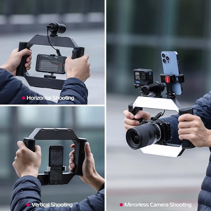 ULANZI Smartphone Video Rig with Light, U-Rig Light Cell Phone Handheld Stabilizer with Ring Light 2500K-9000K CRI 90+ for Filmmaking Live Steam YouTube Video Recording, with 5000mAh Build-in Battery - Image 8