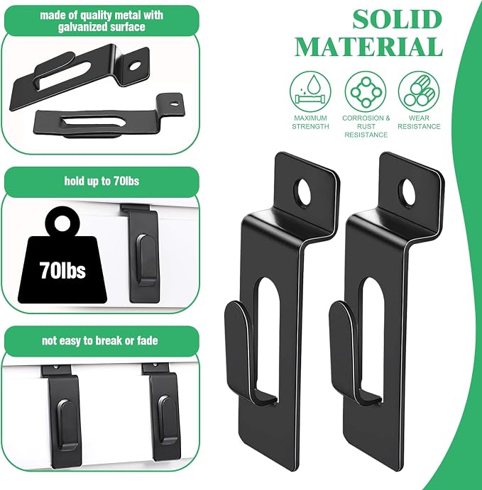 60Pcs Slatwall Utility Notch Hook Metal Slat Wall Display Hangers Picture Hook Slatwall Accessories for Photo Frame Painting Artworks Panel Pegboard Slat Grid Shelf Hanging Display (Black) - Image 3