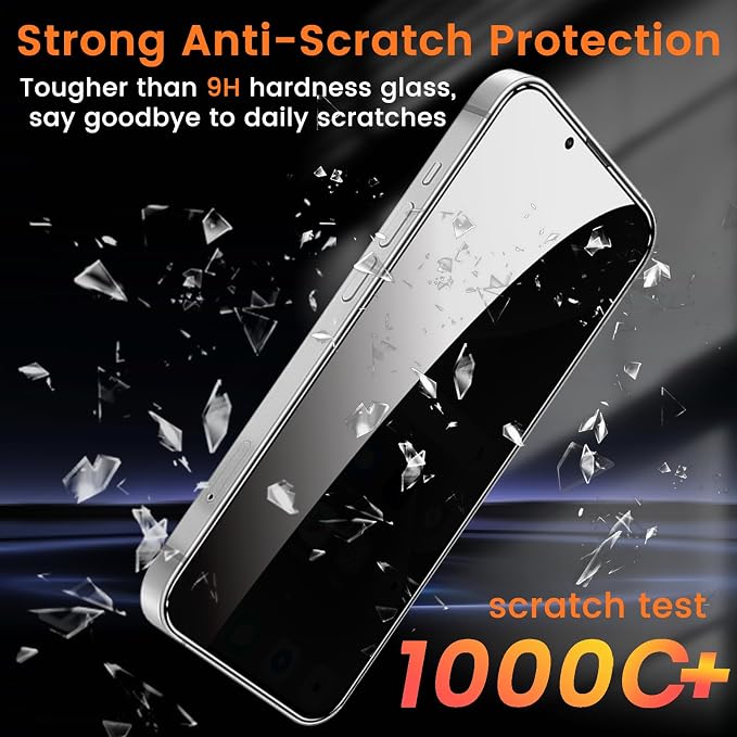 Lesakit 3+3 Pack Privacy Screen Protector for iPhone 16e 6.1-Inch with 3 Pack Camera Lens Protector, Anti Spy Tempered Glass Film 9H Hardness Bubble Free Case Friendly - Image 4