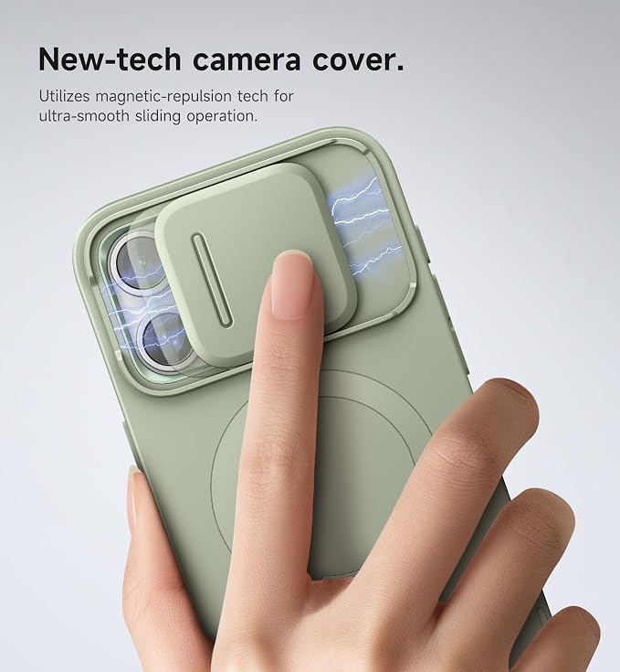 SURITCH for iPhone 15 Pro Max Case with Magnetic Camera Slide Cover and Adjustable Kickstand, Compatible with MagSafe, Shockproof Bumper Case Slim Protective Cover 6.7 Inch, Green - Image 4