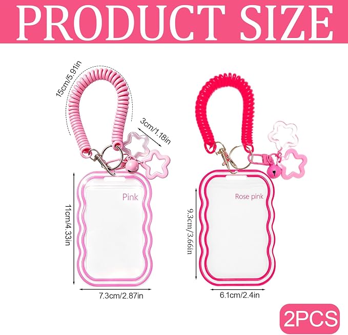 2 Pack Cute Photocard Holder Keychain,Kpop Photo Card Holder | Creative Photo Protector Keychain Accessories for Bus Card, Daily Display & Travel Decorations Gifts - Image 2