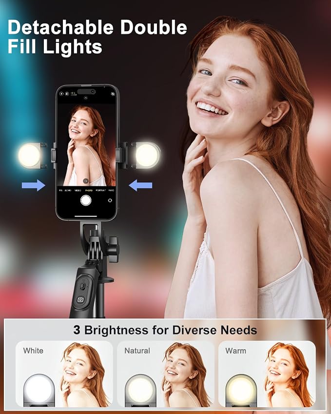 Yeaki 71" Phone Tripod,Tripod for iPhone with Fill Light and Rechargeable Remote,Aluminum Selfie Stick Phone Stand Compatible with Cell Phone/Camera/Ring Light/DJI/GoPro - Image 3