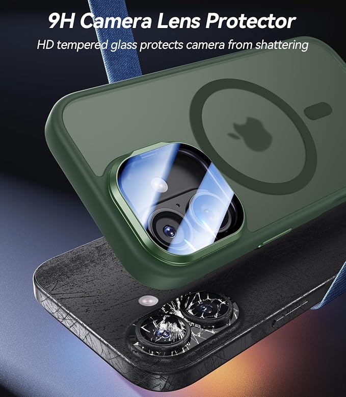 VOFATA [Upgraded Full Camera Protection] for iPhone 17 Case with Camera Cover Stand [Fit for MagSafe][10FT Mil-Grade Protection] Translucent Magnetic iPhone 17 Phone Case, Green - Image 2
