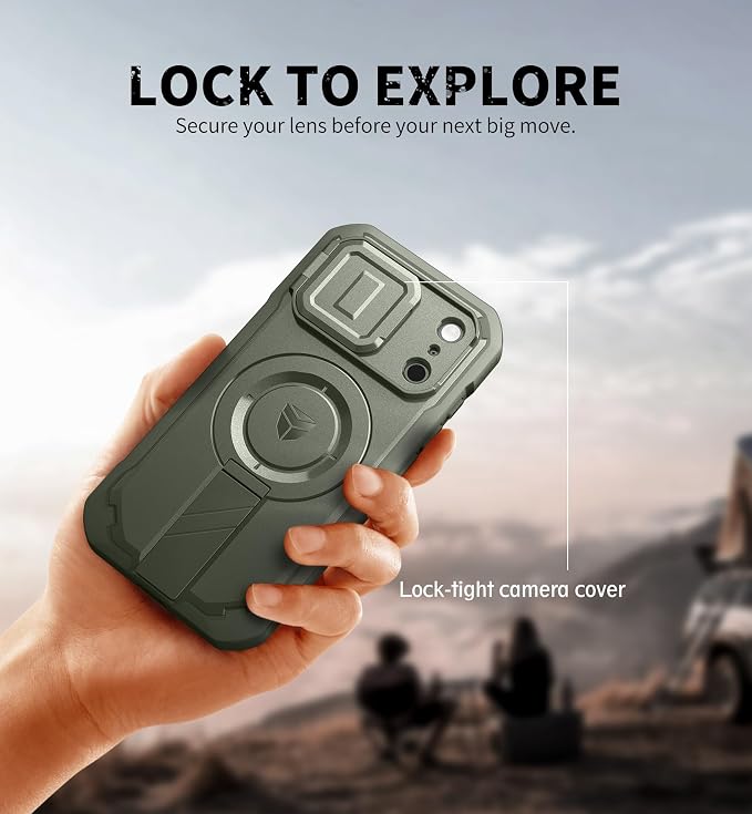 Dexnor for iPhone 17 Pro Case, [Built-in Flip Camera Cover & Camera Control Cover & Kickstand], Compatible with MagSafe, Heavy-Duty Rugged Shockproof Magnetic Phone Cover, 6.3 inch Army Green - Image 4