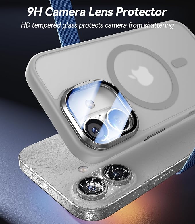 VOFATA [Upgraded Full Camera Protection] for iPhone 17 Case with Camera Cover Stand [Fit for MagSafe][10FT Mil-Grade Protection] Translucent Magnetic iPhone 17 Phone Case, Grey - Image 2