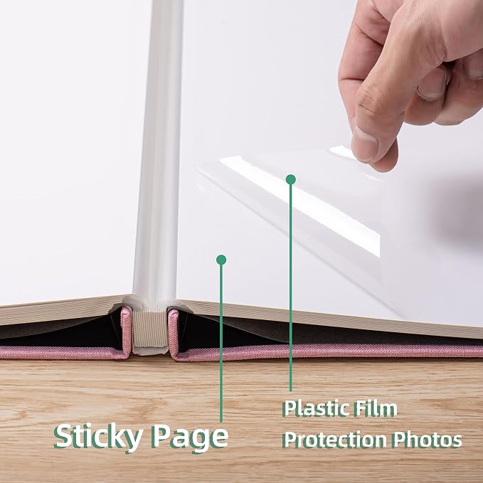 Large Photo Album Self Adhesive Scrapbook Album for 4×6 5×7 8×10 Pictures DIY Magnetic Linen Cover Album 60 Pages for Family Wedding Gifts with Metal Pen and Plastic Board - Image 5