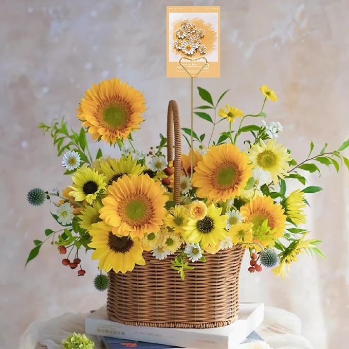 40 Packs Floral Card Holder Picks - Metal Gift Card Holder Sticks for Bouquets, Wedding Centerpieces, Photo Holder Sticks, Floral Picks for Cards, Picture Holders for Centerpieces, Heart-Shaped - Image 5