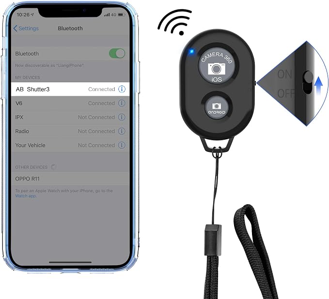 Wireless Camera Remote Shutter for Smartphones (2 Pack), zttopo Wireless Phone Camera Remote Control Compatible with iPhone/Android Cell Phone -White and Black - Image 2
