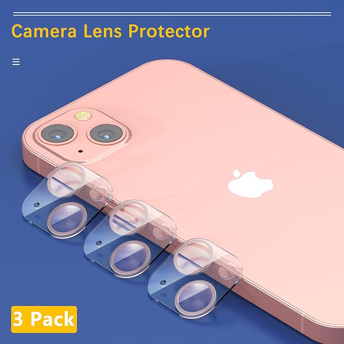 UniqueMe 3 Pack for iPhone 13 6.1"/13 Mini 5.4" Camera Lens Protector-Pink | Camera Lens Protector, Tempered Glass, Case Friendly, New Version, Scratch-Resistant, Easy Installation - Image 3