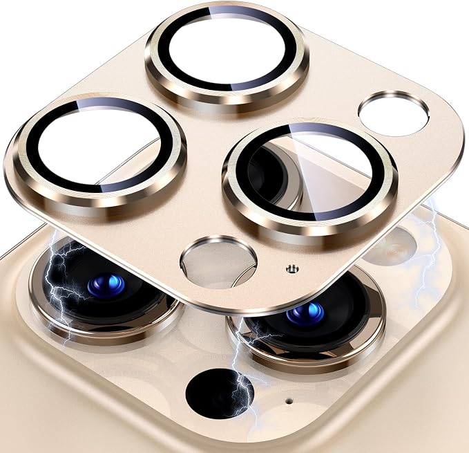 Uyiton for iPhone 13 Pro/iPhone 13 Pro Max Camera Lens Protector | Not Easy to Break, Strong Adsorption, Case-Friendly, Metal 9H Sapphire Glass Rear Camera Screen Cover, Gold by Uyiton
