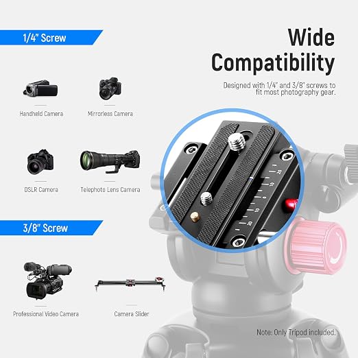 NEEWER 79"/200cm Video Tripod, Heavy Duty Aluminum Alloy Camera Tripod Stand with 360° Fluid Drag Head, QR Plate Compatible with Canon Nikon Sony and Other DSLR Camera Camcorder, Load Up to 17.6lb/8kg - Image 8