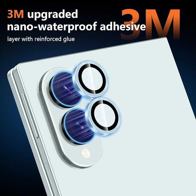 for Samsung Galaxy Z Fold 8 Camera Lens Protector, Individual Metal Ring Tempered Glass Lens Cover, [Strong Adsorption] Scratch Resistant Ultra-Thin HD Clear Lens Cover, 1 Set-Blue - Image 4