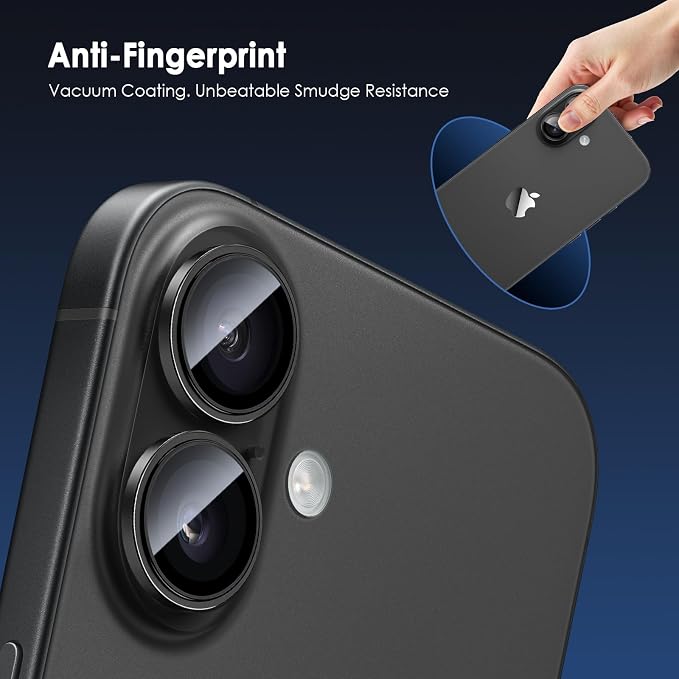 Camera Lens Protector for iPhone 17, Black | AR+AF, 9H Tempered Glass, Individual Metal Ring, Anti Glare, Fall Protection, Camera Screen Cover - Image 6