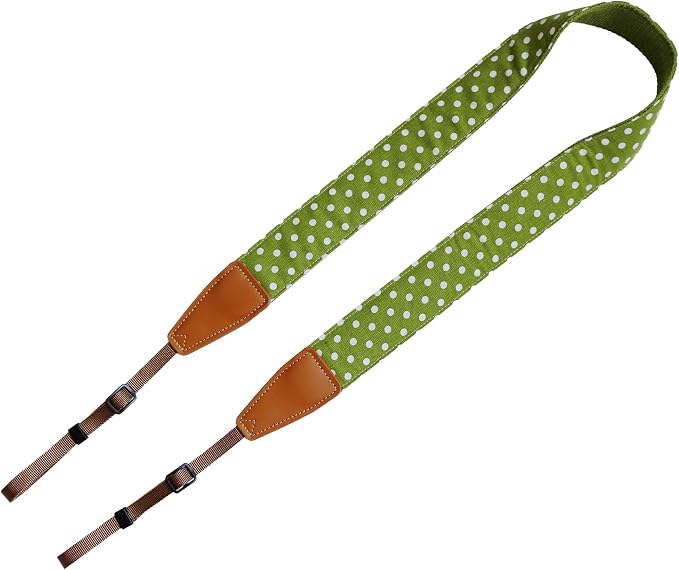 UNIKSTRAP Original Design Vintage & Fresh Style Green Polka Dot Adjustable Camera Strap, Neck Shoulder Belt Fit for Canon Nikon Sony Olympus Mirrorless & DSLR Camera etc. - Image 2