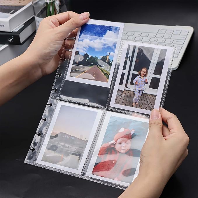 Mogoostry Clear Discbound Album Sheet Protectors 8 Discs 3 x 4 Inch 4 Pockets Inner Page Plastic Protective Sleeves Organizer - Image 5