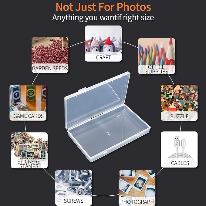 Photo Storage Box 4x6, 18 Inner Extra Large Organizer Acid-Free Photo Keeper Storage Case, Plastic Craft Storage Box for Stickers Stamps Seeds (Clear, 18 Boxes) - Image 2