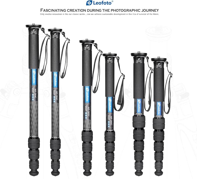 Leofoto MP-285C 60" 5-Section Carbon Fiber Portable Monopod, Lightweight Professional Camera Support for DSLR Cameras and Lenses,Max Load 33lb/15kg - Image 2