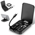 Kiorafoto Cable Card with 22" Type-C Cable & 4 Type Adapter Kit for Travel | Data Cable Storage Box,USB-C Cable/USB-A/Micro-USB/Light/OTG USB Adapter Convertor Kit,for Phone Pad PC Device Data Transfer by Kiorafoto